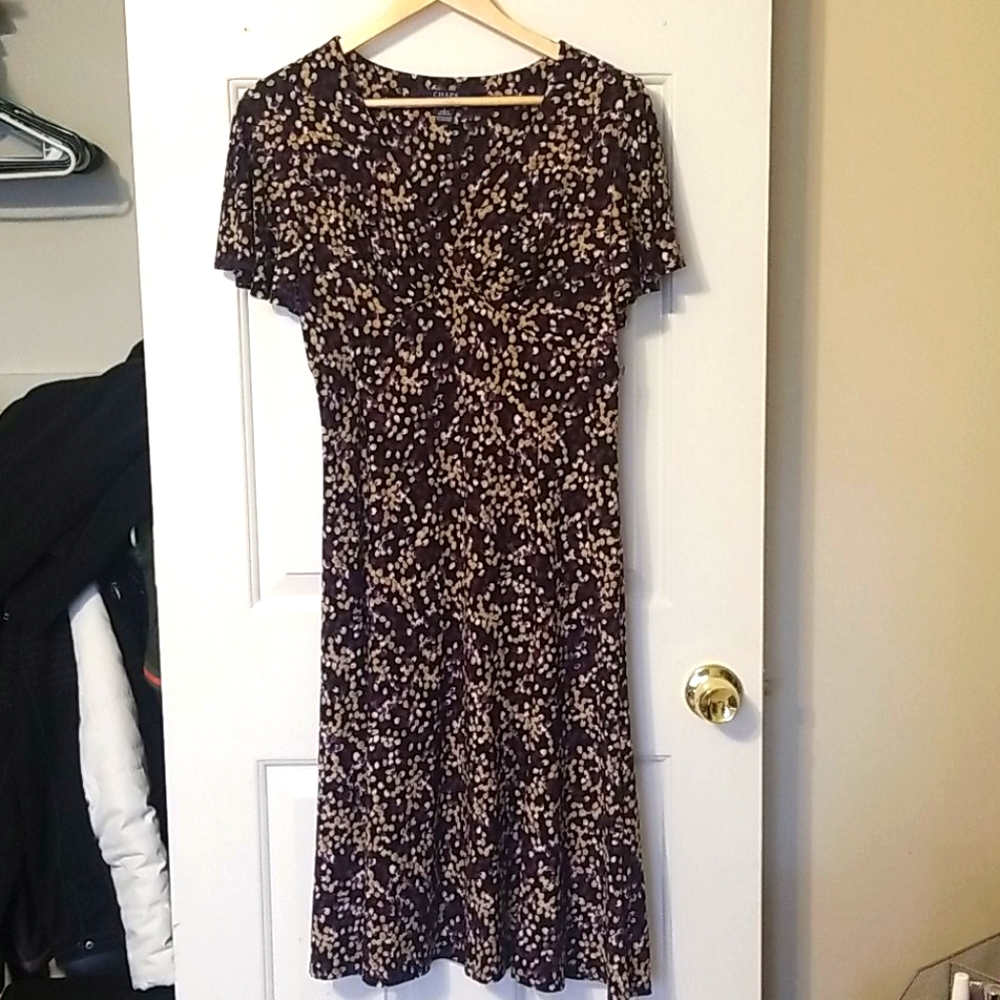Chaps Purple/Tan/Black Knee Length A-Line Dress